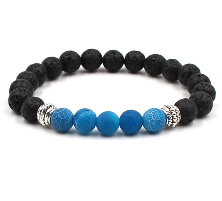 New Yoga Lava Rock Beaded Strands Bracelets Turquoise Weathering Agate Gold Plated Bangles For Women & Men Gift