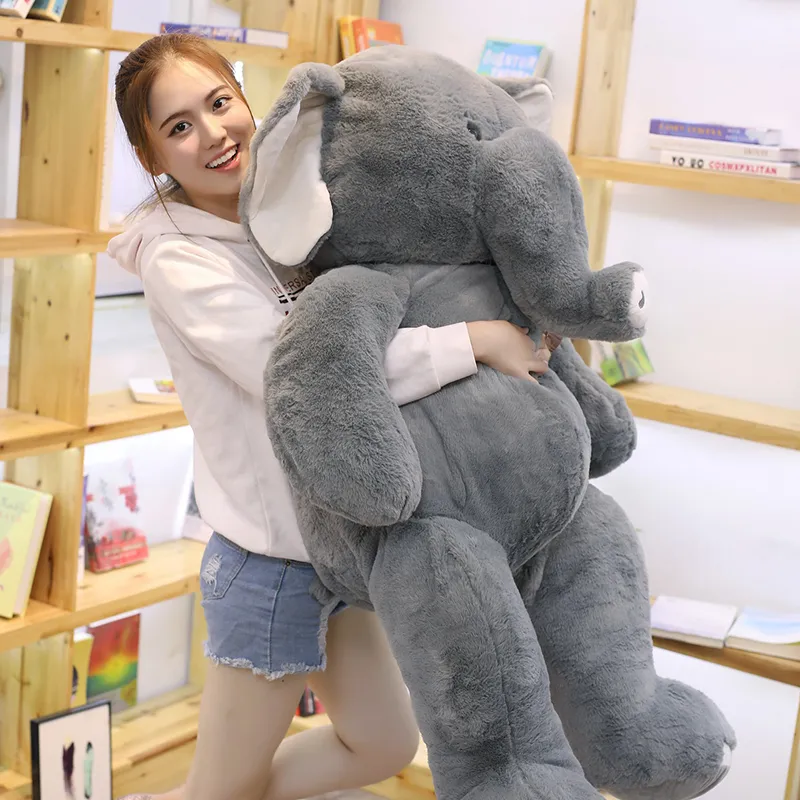 Large long nose elephant gray soft plush sleep baby pillow hotsell