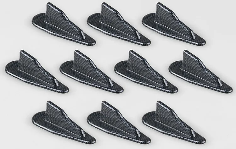 10ピース/ロットユニバーサルカールーフミニカーボンファイバーサメのフィンオートステッカー本物のアンテナカースタイリング装飾アクセサリー
