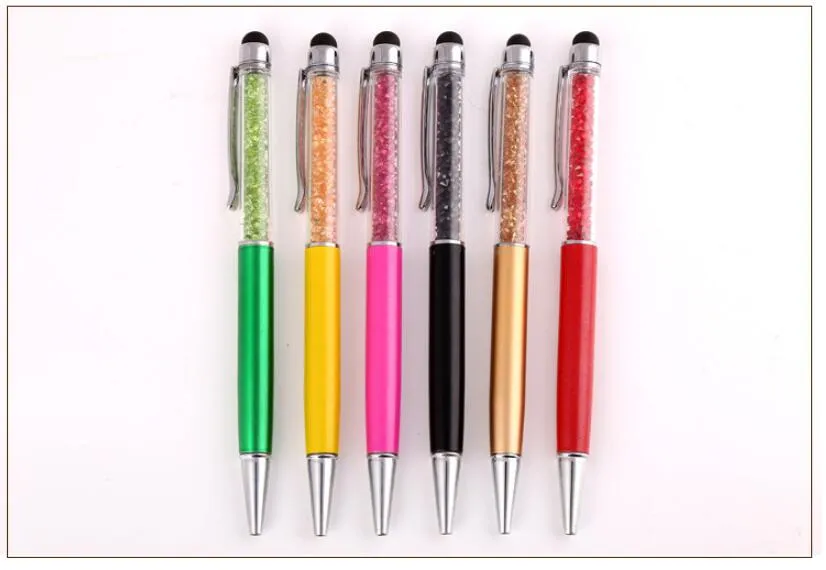 22 kleuren Crystal Ballpoint Pennen Fashion Creative Stylus Touch Pen voor het schrijven van briefpapier Office schoolmateriaal benodigdheden