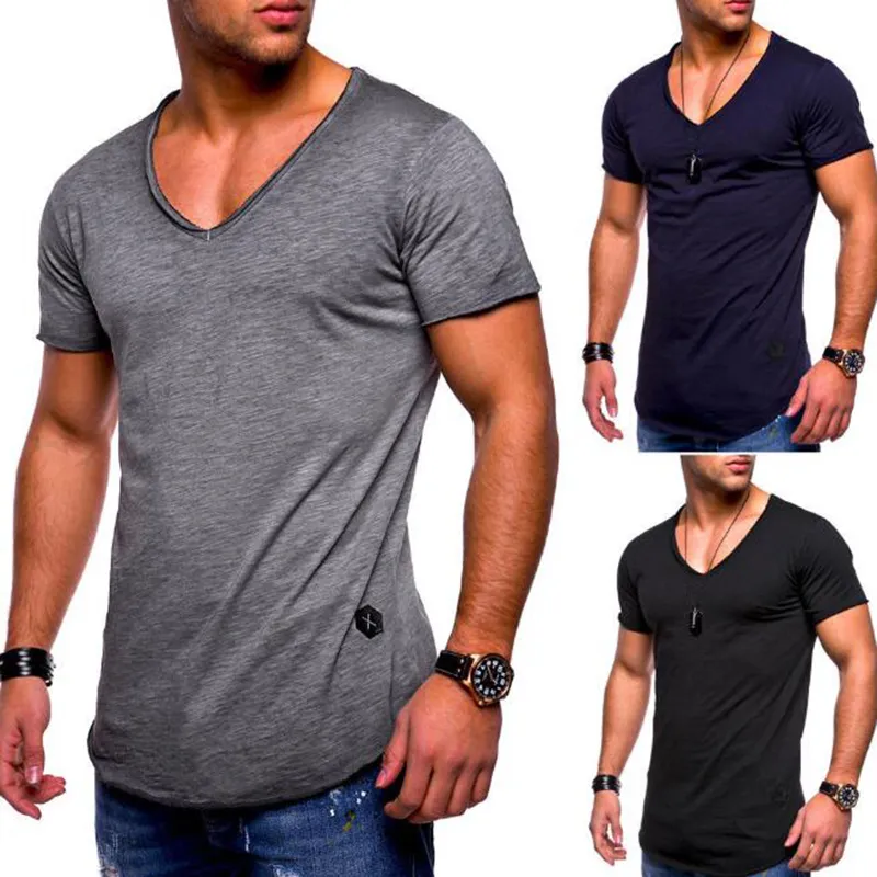 T-shirt estiva da uomo in cotone solido di alta qualità, sottile, casual, nuova, bianca e nera