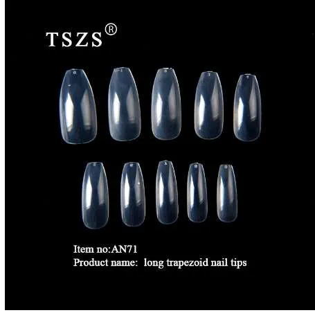 1bag/Lot Full Cover Akryl False Nail Long Ballerina Coffin Shape Clear Natural Fake Art Tips