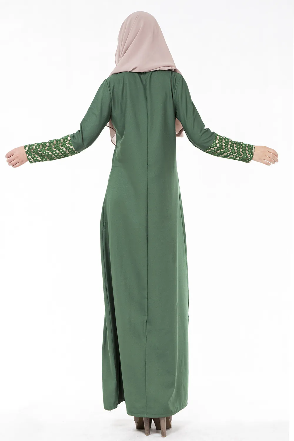 Женщины плед PlainLong рукавом мусульманские исламские абайя кружева трапеция макси платье 4 цвета DK723MZ Бесплатная доставка Dropshipping