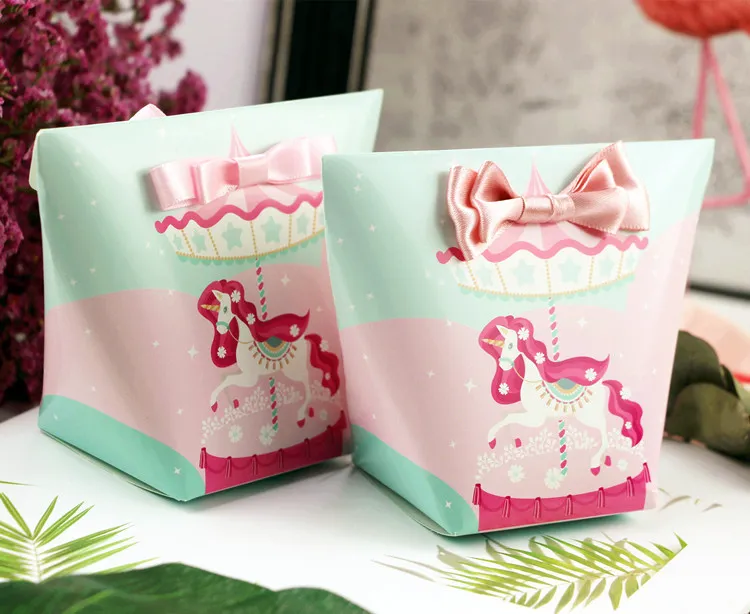 Unicorn Wedding Favoris Porte-Candy Box Card Boîte Baby Douche Douche Favor