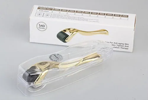 GOLD DRS 540 Micro Needles Derma Roller Titanium Mezoroller Microneedle Machine för hudvårdskrin