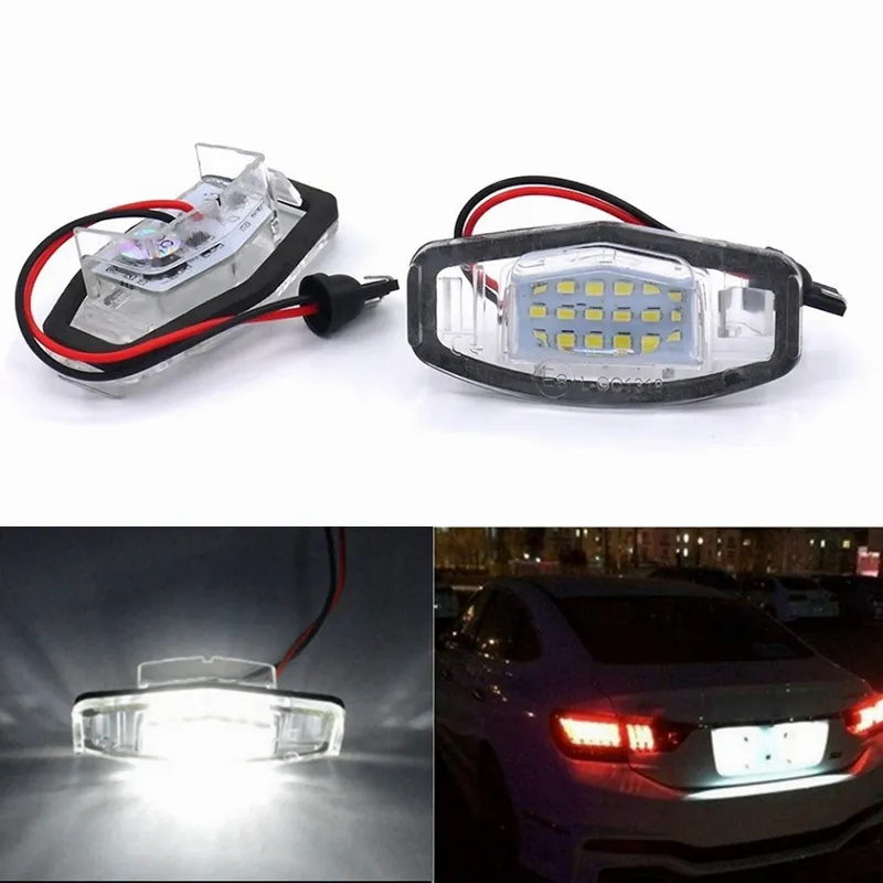 2Pcs / LOT Erreur Blanc Lumière LED Numéro Lampe de la plaque d'immatriculation Pour Honda Civic City Legend Accord