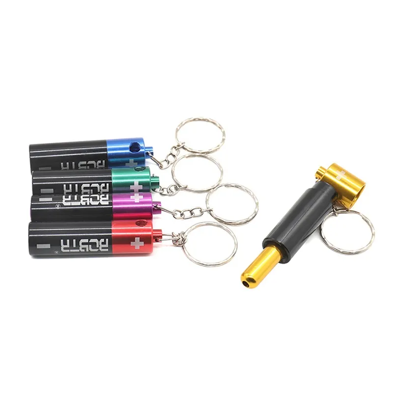 Mais novo Colorido Metal Mini Tubos de Fumaça Bateria Forma Inovador Design Removível Portátil Chave Fivela Anel de Alta Qualidade Esconder Bonito DHL