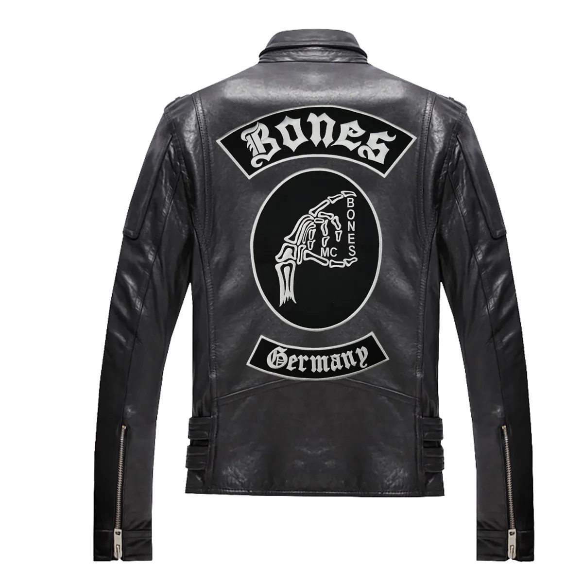 Bone Skull Geborduurde Patch Volledige Rugmaat voor Jas Ijzer Op Kleding Biker Vest Patch Rocker Patch Ship290C