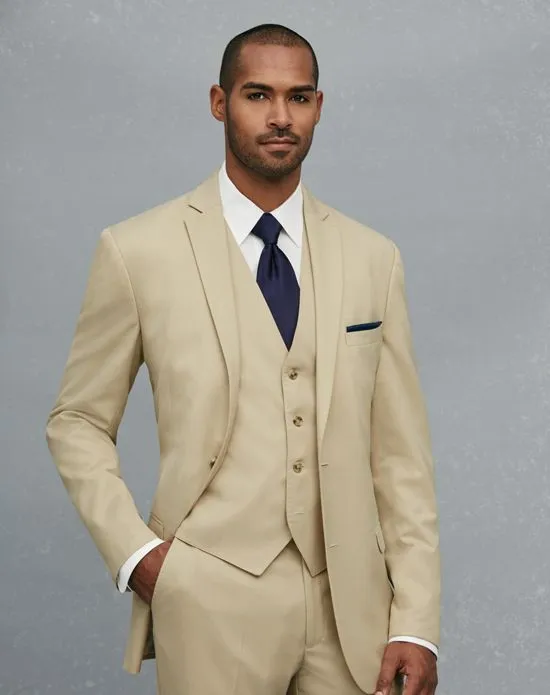 Custom Slim Fit Beige Beige Suit Groom For Men Formal Business