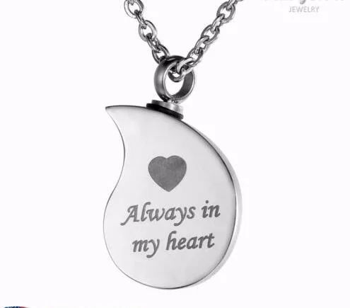 Wholesale customization can open water drop heart-shaped perfume bottle stainless steel necklace to commemorate pet dog cremation urn funera