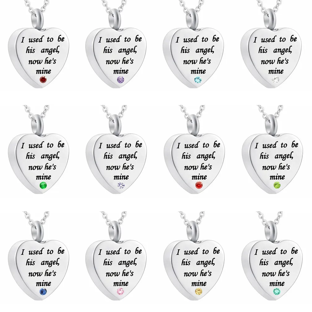 Cremazione gioielli cuore Keepsake Memorial Urn Birthstone Crystal Charm Collana Dad and Mom Pendant con kit di riempimento