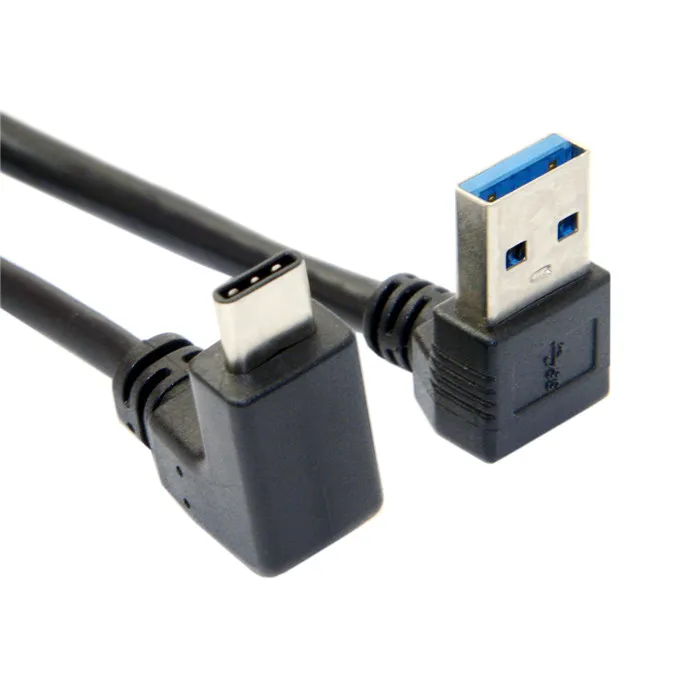 Cable tipo-C USB3.1 arriba de 90 grados en ángulo a USB3.0 Cable de datos en ángulo de 90 grados de 90 grados para la computadora portátil de la tableta de teléfonos celulares272H