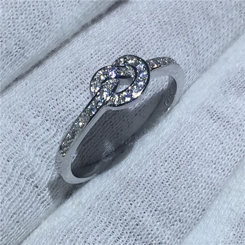 Vecalon Infinity Smycken Real Soild 925 Sterling Silver Ring 5a Zircon CZ Engagement Bröllop Band Ringar för Kvinnor Män Bridal