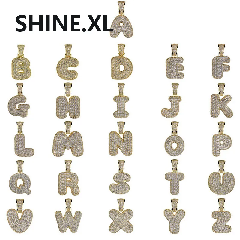 Nova moda 18k banhado a ouro letras feitas personalizadas gelado colar pingente com corrente de corda personalizada para homens