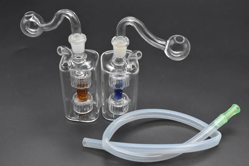 Bunte Mini-Bong-Inline-Perc-Glas-Wasserpfeife 10 mm Aschefänger Bong Vortex Shiny Oil Rigs Wasserpfeifen zum Rauchen