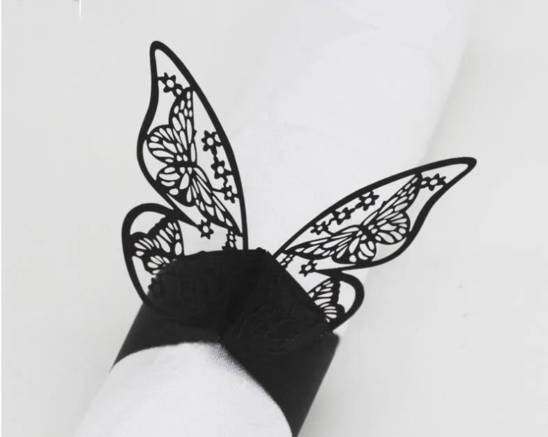 Laser Cut Napkin Ring Paper Wedding Decorations Beautiful Butterfly design Towel Buckle for Party Table Decoration