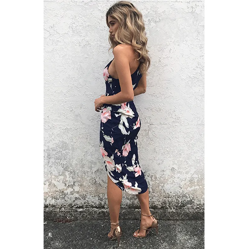 Floral Print Bodycon Strap V-Neck White maternity dress for Women - Sleeveless Split Sun White maternity dress 2017 Summer Beach Boho Party Vestidos
