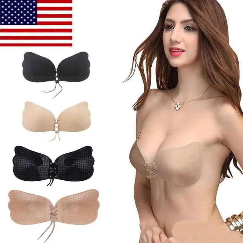 Women Invisible Bra Butterfly Wing Invisible Bras Push Up Seamless Strapless  Backless Bra Self Adhesive Stick On Invisible Bra From Vivian5168, $2.44