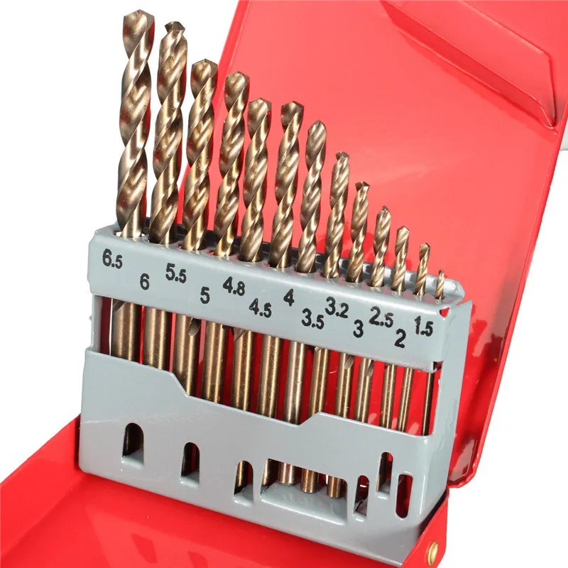 Premium Cobalt Steel Drill Bit Set - HSS M35 Jobber Set with Metal Case ...
