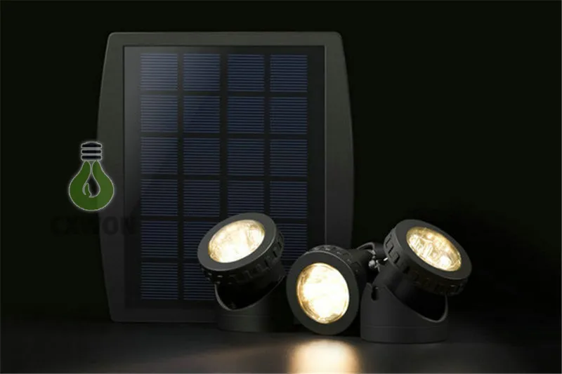 Set of 3 Solar Powered Outdoor Spotlight RGB Color Changing and White Warm Blue Waterproof Underwater Submersible Lamps