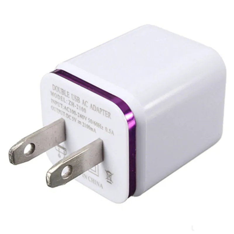 Universal Home Dual USB Chargers EU US Plug 2 Ports AC Charging Power Cell Phone Wall Charger Adapter For Samsung Galaxy S20 S10 S9 S8 Note 9 X Goophone LG