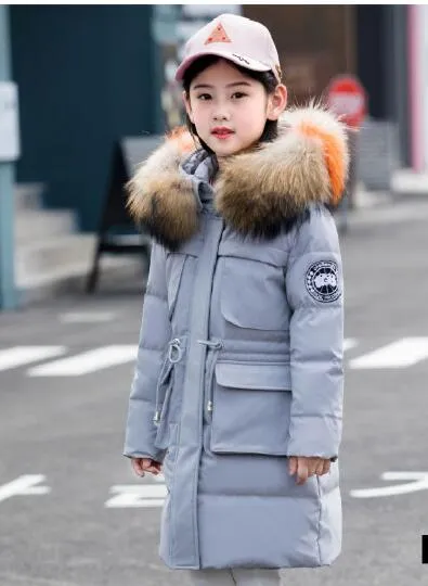 Doudoune pour enfants, vêtements pour enfants de taille moyenne pour filles, manteau épaissi, grand garçon 2018 nouveau grand collier de cheveux épaissi vêtements d'hiver W508