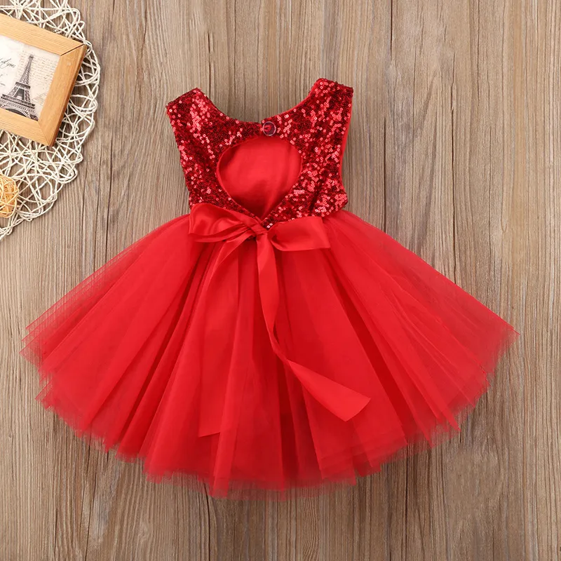 Back Hollow Out Little Girls Dresses Fashion Patchwork Online Shopping Princess Tulle paljett Prom Dress 180324011108911