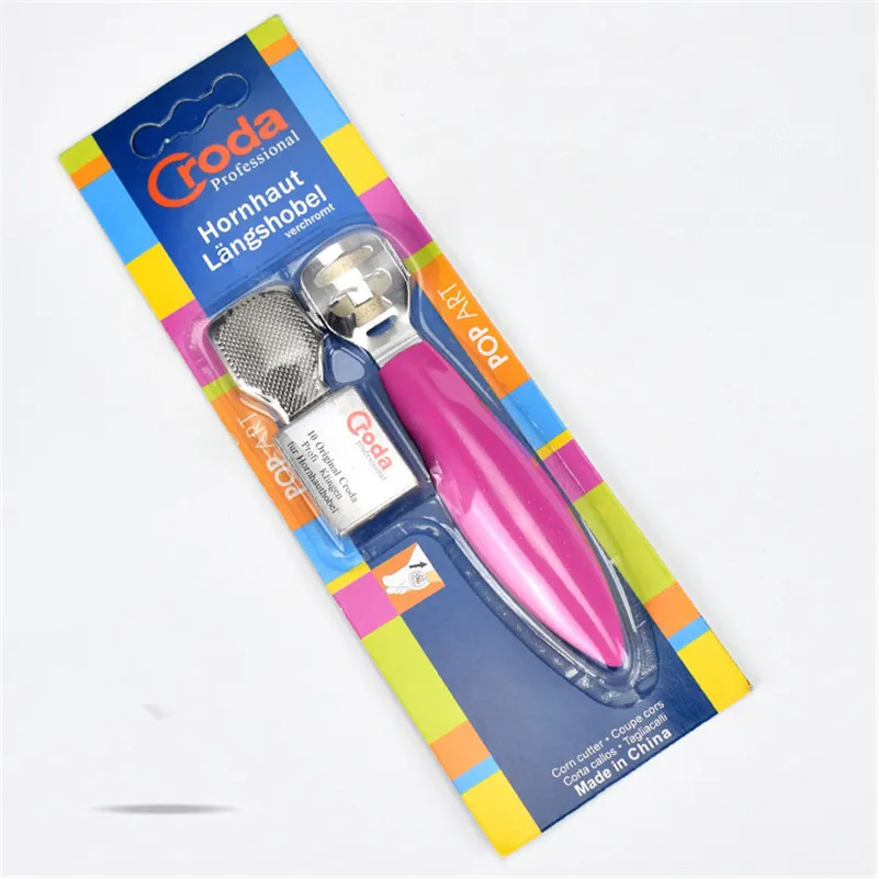 Pratique 2 en 1 acier inoxydable pieds râpes maïs cuticules Cutter Remover Pusher Nail Art outils de manucure avec 10 lames