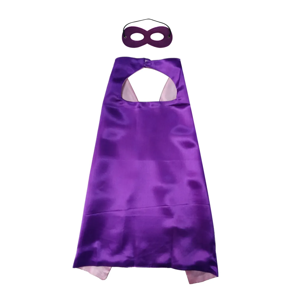 Halloween cosplay cape med mask dubbel lager superhero cape 70cm * 70cm grossist satin barn favorisera cosplay kläder