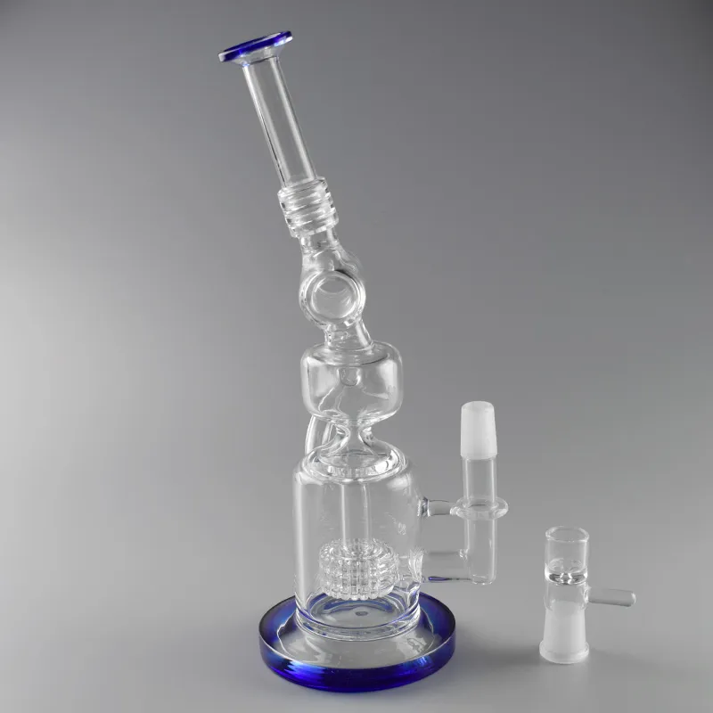 Recycler 유리 파이프 12.2 인치 18mm 남성 관절과 금연 오일 장비에 대한 '망원경 디자인' '유리 봉