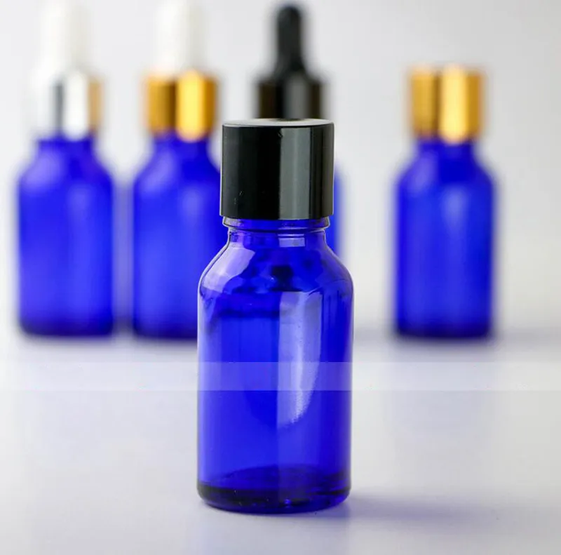 Contenitore cosmetici bottiglie di vetro blu cobalto gratuito DHL Bottiglia di vetro blu vuota da 15 ml di alta qualità all'ingrosso