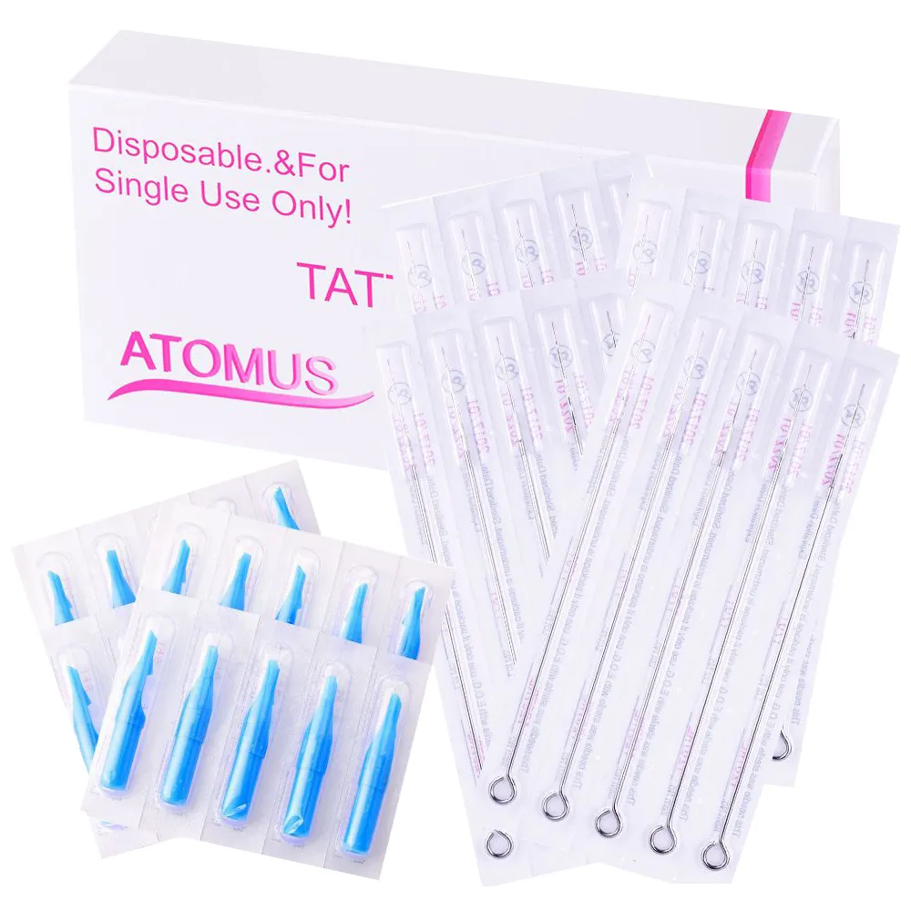 50Pcs Tattoo Needles And 50Pcs Needles Caps For Permanent Makeup Good Quality Traditional Tattoo Needles For Eyebrow Lips