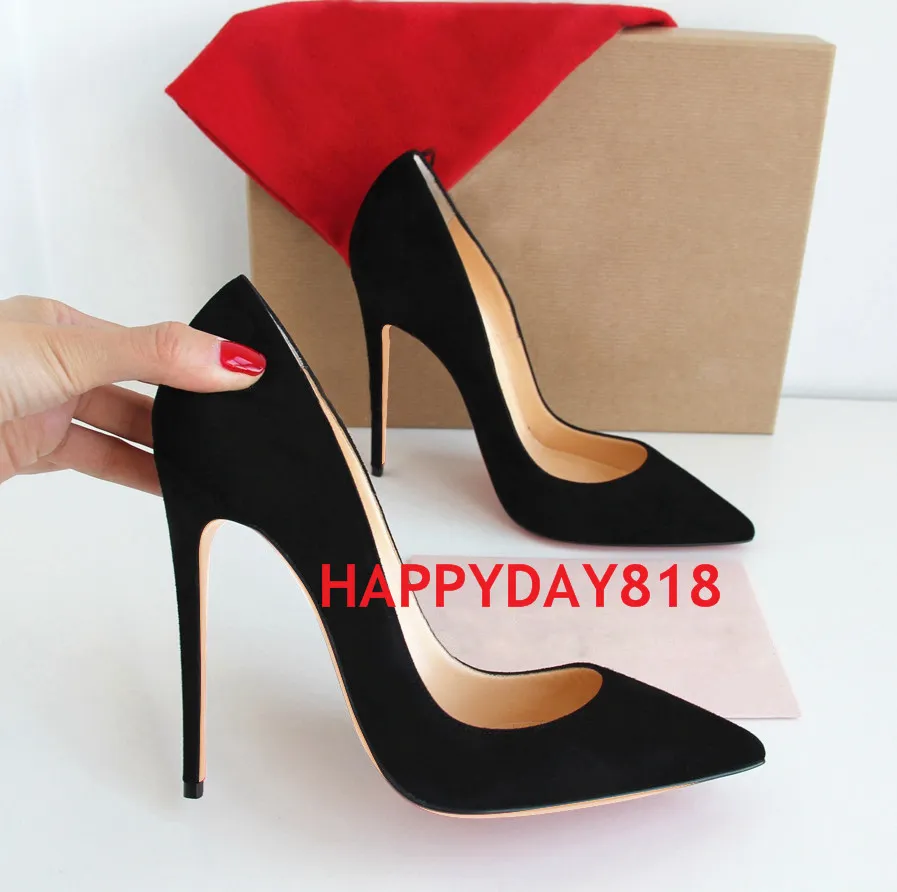 Free shipping fashion women shoes Black suede Point toe thin heels High Heels Pumps Stilettos Shoes For Women 120mm