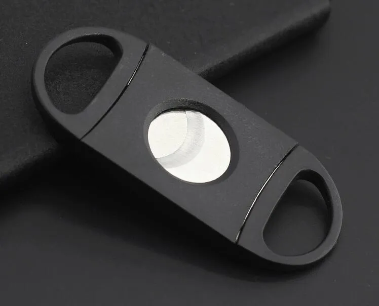 Black Cigar Cutter Knife Pocket Plastic Stainless Steel Double Blades Knife Scissors for Cigar Tobacco 