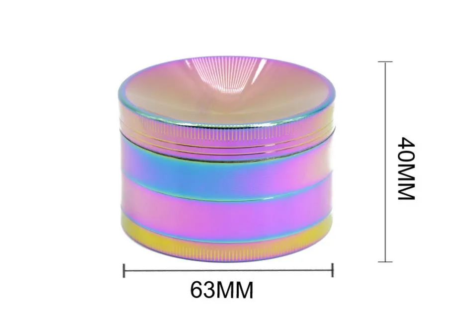 63MM 아연 합금 층 4 개의 직경이 밝은 파란색 오목 TOBACCO GRINDER 깨진 연기 감지기