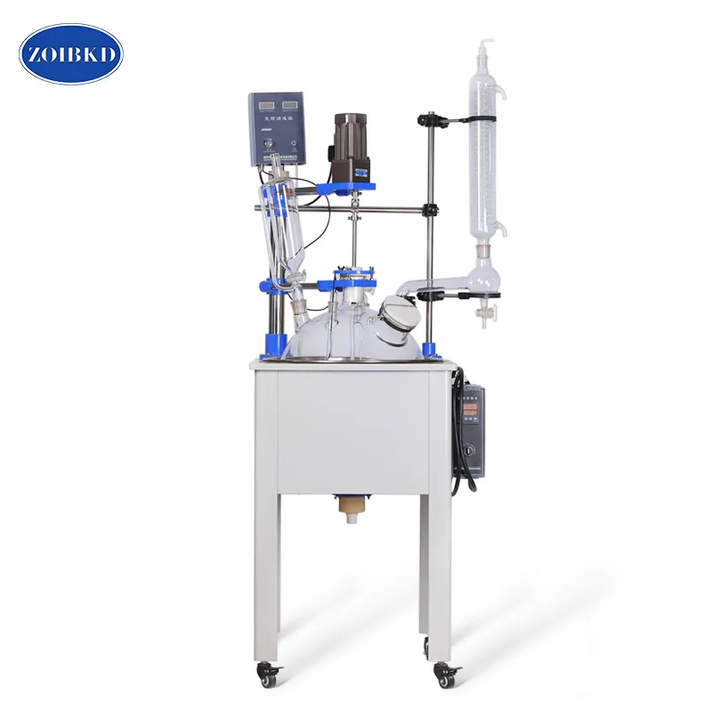 ZOIBKD Lab Supplies Factory Price F-50L Stainless Steel Single Layer Glass Stirred Reactor with Cooling Coil For Laboratory