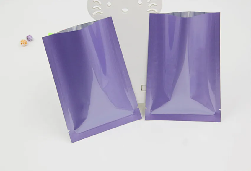 Färgad värmeförsegling Aluminiumfolie Bag MyLar Folie Bag Luktsäker påse Open Top Packaging Bags Kaffe Tea Kosmetiska prov GGA107 
