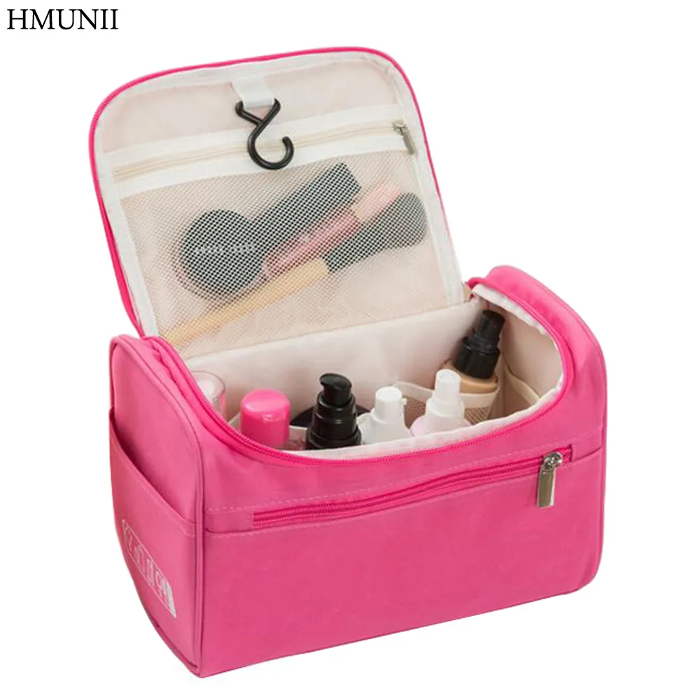 HMUNII 여성 여행 메이크업 가방 다기능 화장품 가방 폴리 에스터 패션 방수 스토리지 세면 가방 주최자 남성 케이스 HM-01