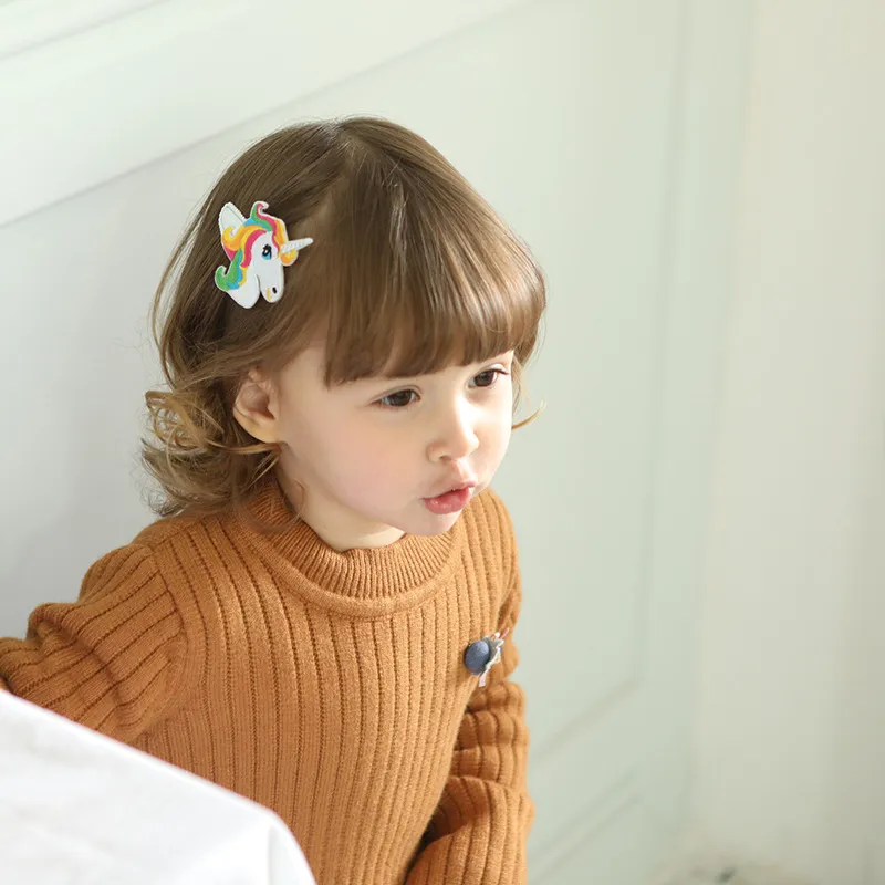 nouveau bébé brodé cheval filles bâtons de cheveux enfants Style d'été pinces à cheveux dessin animé cheval mignon enfants BB Barrettes