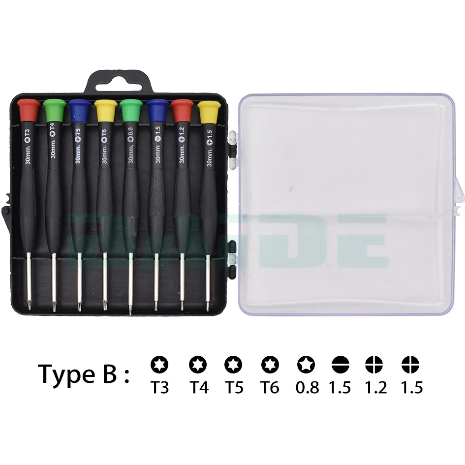 Ny 8 i 1 Torx Skruvmejsel Setmulti-Function Precision Små skruvmejsel Telefon Klocka Demontera Reparationsverktyg 200Set / Lot