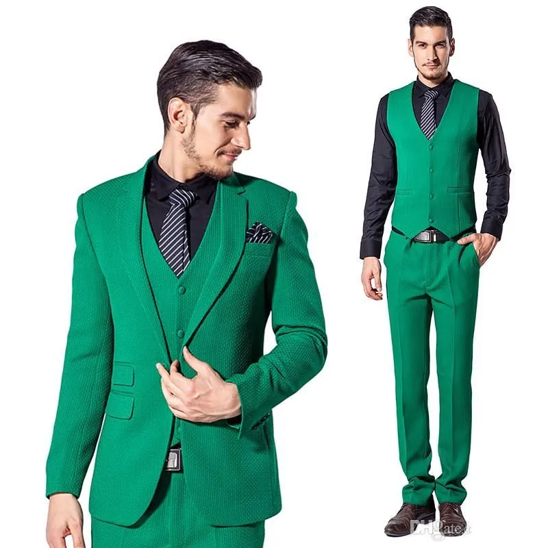 Красивый Slim Fit One Button Зеленый Groom Tuxedos Красивый мужчина Groomman Men Formal Men Prom Dinner Бизнес-костюм (куртка + брюки + галстук + жилет) NO; 9