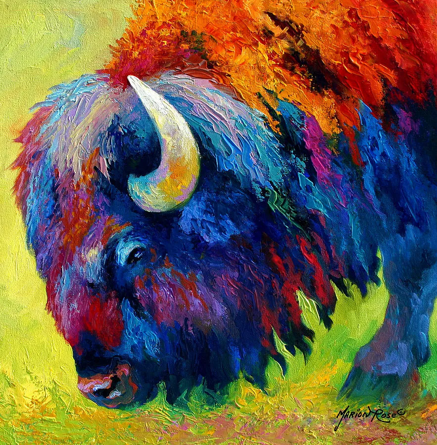 Giclee the urge to merge bisonportrait oil painting arts and canvas wall decoration art Oil Painting on Canvas3654152