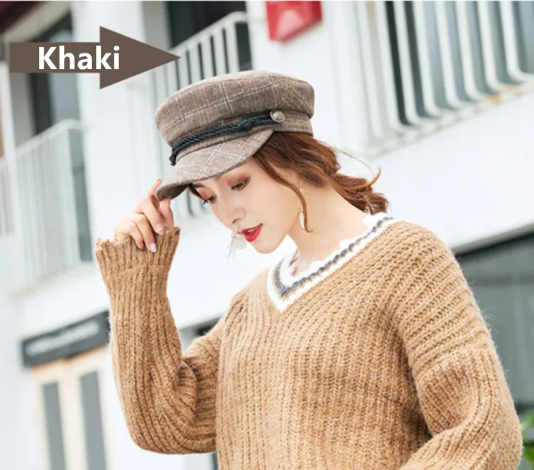 Woolen Imitation Cap Beret Cap Octogonal Painter Benn Hat Men Cap Beret Hats Winter Hats For Women Vintage Flat Female