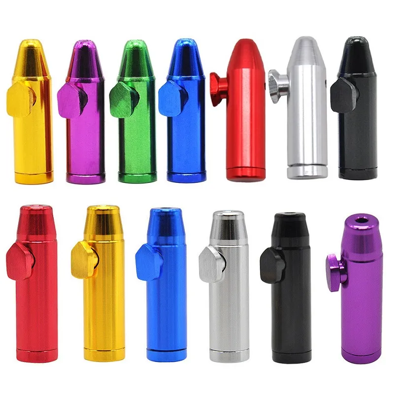 Bullet Rocket Shaped Snuff Snorter Sniff Dispenser Aluminium Metal Nasal Endable For Tobacco Cigarette Smoking Pipe Tobacco