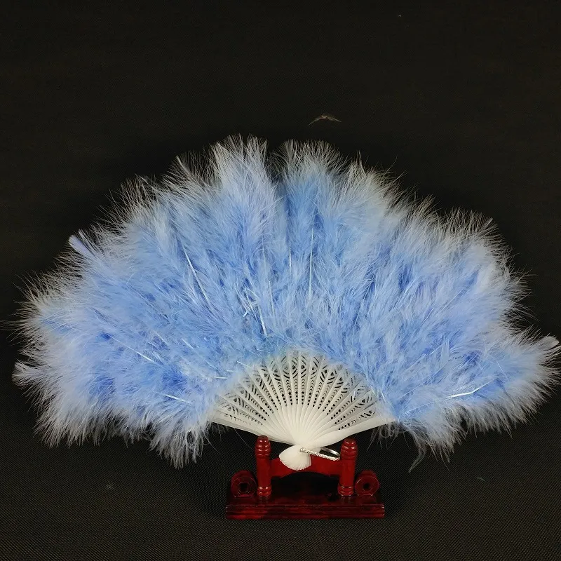 12 Inches 21 Pieces Plastic Bone Feather Fan Folding Handheld Feather Fan Flapper Accessories For Weddings Stage Multi-color Selects