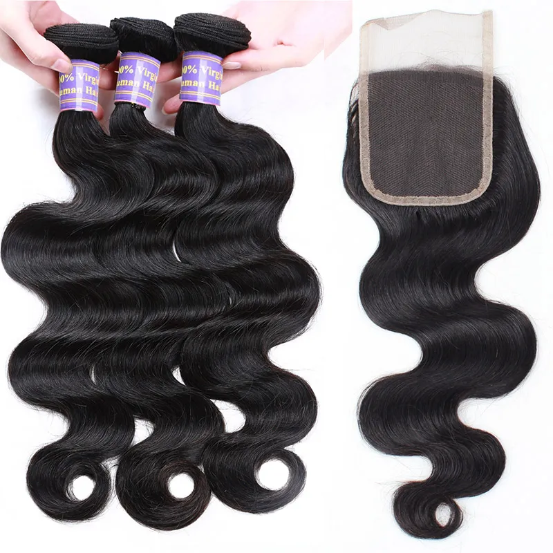 Peruvian Hair Straight Virgin Hair Weaving Deep Curly Loose Wave Body Wave Cheap Brazilian Human Hair Bundles With Lace Closure Wa3313609