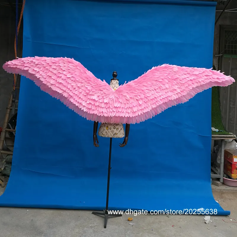 Branca asas de penas anjo-de-rosa dos adultos para a festa de cosplay estágio show de asas estrela Roupa interior mostram produtos tiro adereços EMS transporte livre