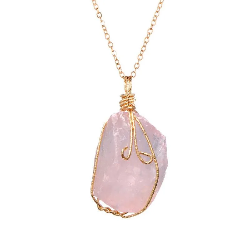 Wholesale Handmade Irregular Amethyst Citrine Pendant Necklace Women Natural Stone Crystal Quartz Fluorite Necklaces Jewelry