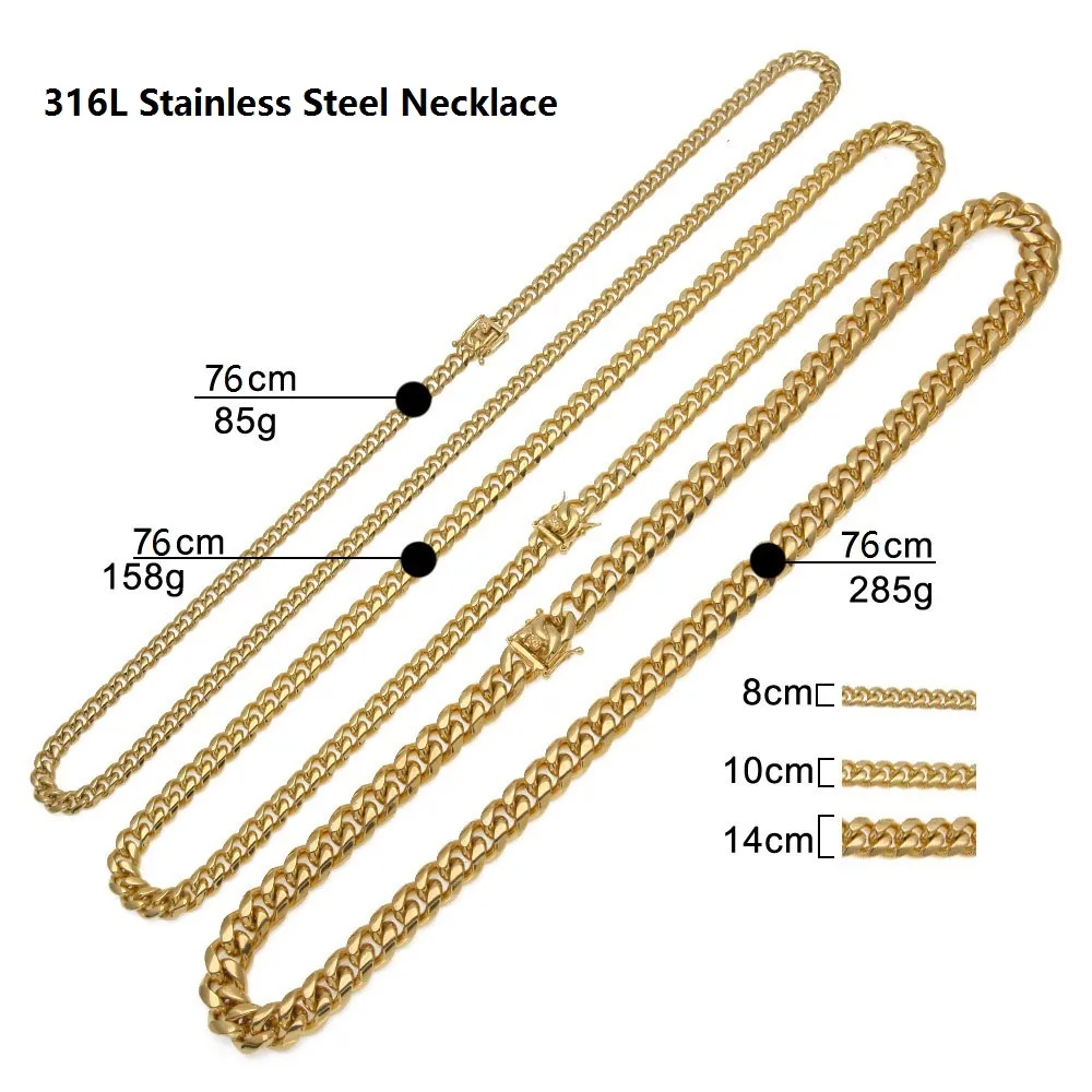 316L из нержавеющей стали Дракон защелки Застежка кубинская ссылка ожерелья Для мужчин снаряженном состоянии цепи ювелирные изделия 30 дюймов 8 мм / 10 мм / 14 мм