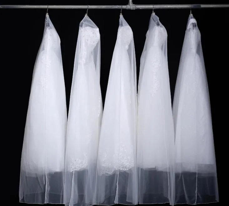 160 cm 180 cm vestido de noiva transparente capa protetora contra poeira macio sacos de vestuário de tule vestido de noiva scratch zero saco de fios net sn1189